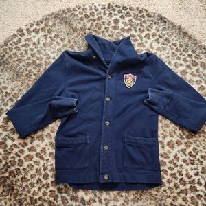Polo by Ralph Lauren Navy Button-Up Cardigan with Crest Patch